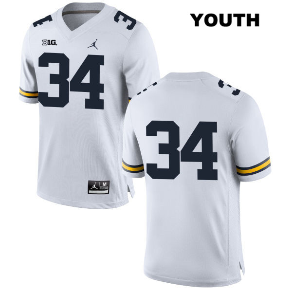 Youth NCAA Michigan Wolverines Jordan Anthony #34 No Name White Jordan Brand Authentic Stitched Football College Jersey UI25V63WE